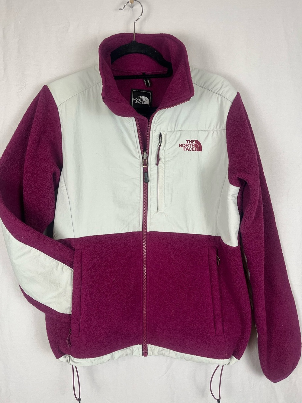 North Face Denali PolarTec Fleece Jacket Womens Medium Burgundy Grey Classic